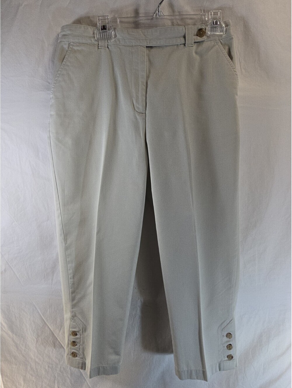 Lands' End Women's Size 10 Light Stone Chino Pants Adjustable Hem Cotton